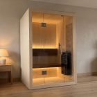 Finse sauna S-Line Nordiq 130 in een rustige slaapkamer