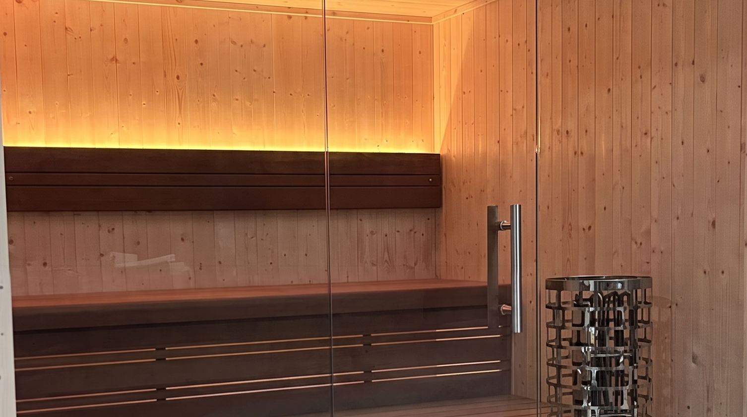 Finse sauna S-Line Nordiq 210 Double, interieur twee bankniveaus